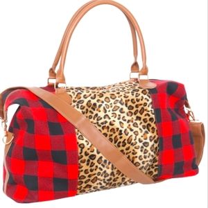 5⭐ RATED Plaid & Cheetah Duffle Bag NWT 🍂 FALL 🍂
